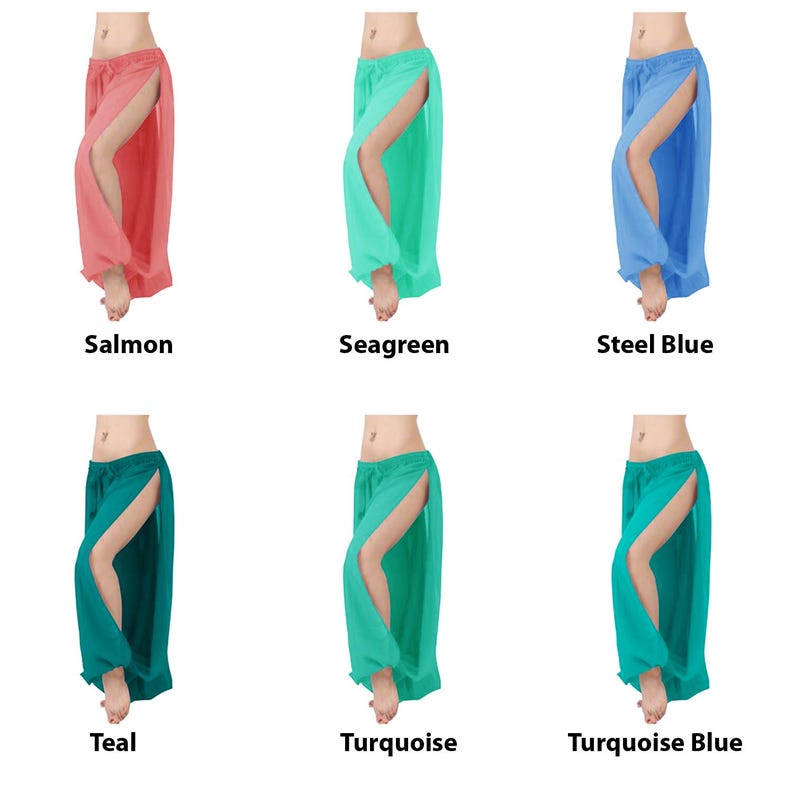 Chiffon Harem Pants Women, 2 Side Slit Belly Dance Trousers, Boho Genie Pants, Yoga Longue Wide Leg Pants, Pantaloons Halloween Trousers image 9