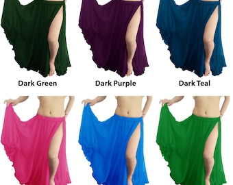 Chiffon Double Layer Skirts, 1 Side Slit 2 Layer Skirts, Belly Dance Tribal Panel Skirts, Full Long Full Circle Skirts, 360 Degree Skirts