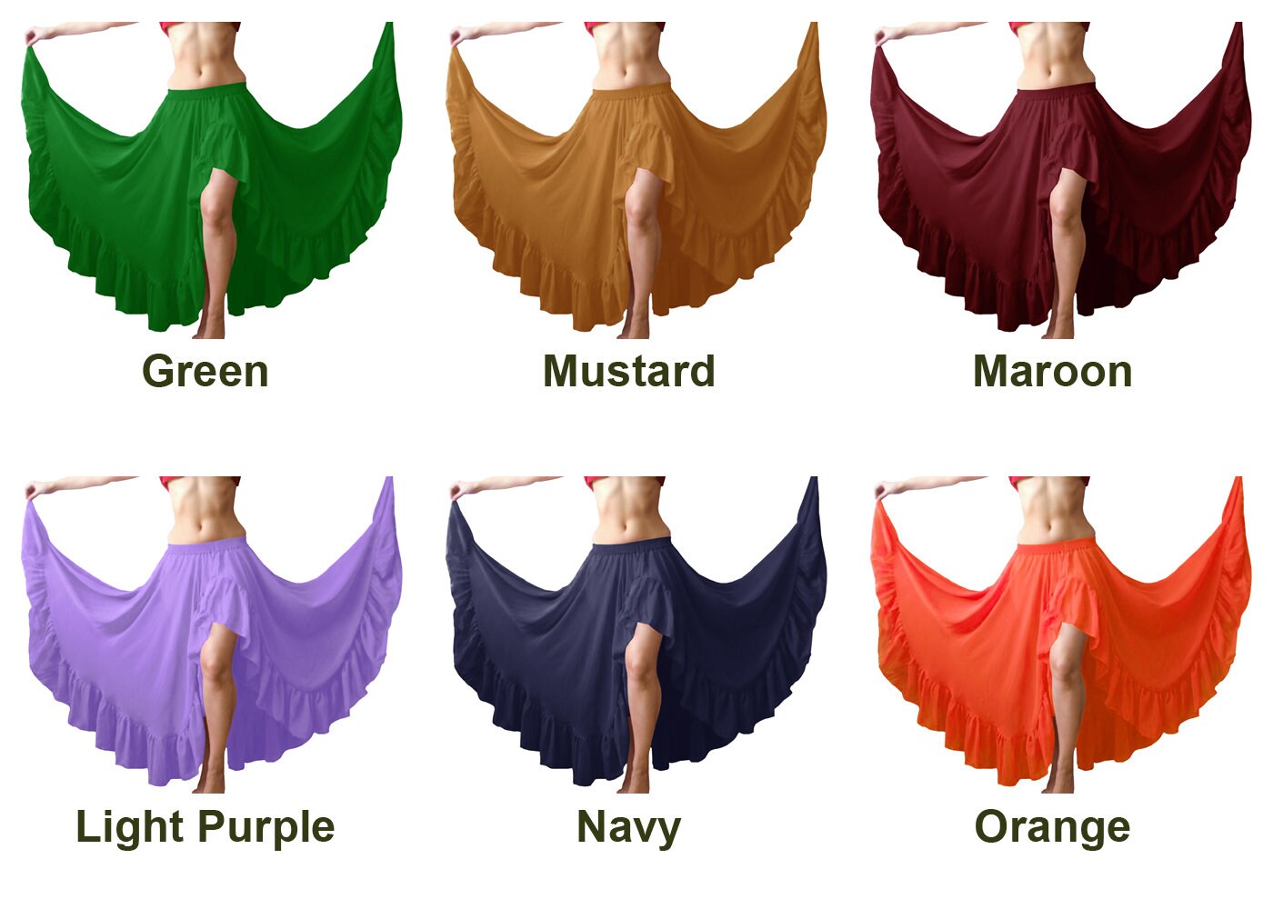 フラメンコ　ファルダ 360-720 Women Spanish Flamenco Skirt Smooth Big Swing Lace