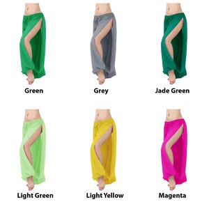 Chiffon Harem Pants Women, 2 Side Slit Belly Dance Trousers, Boho Genie Pants, Yoga Longue Wide Leg Pants, Pantaloons Halloween Trousers image 6