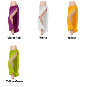 Chiffon Harem Pants Women, 2 Side Slit Belly Dance Trousers, Boho Genie Pants, Yoga Longue Wide Leg Pants, Pantaloons Halloween Trousers image 10
