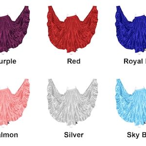 Satin 4 Tiered Skirt for Women Lady Girl Long Shiny Belly Dance 25 Yard Tier Flamenco Skirt Tribal Ruffle Costume 30 Colors Available