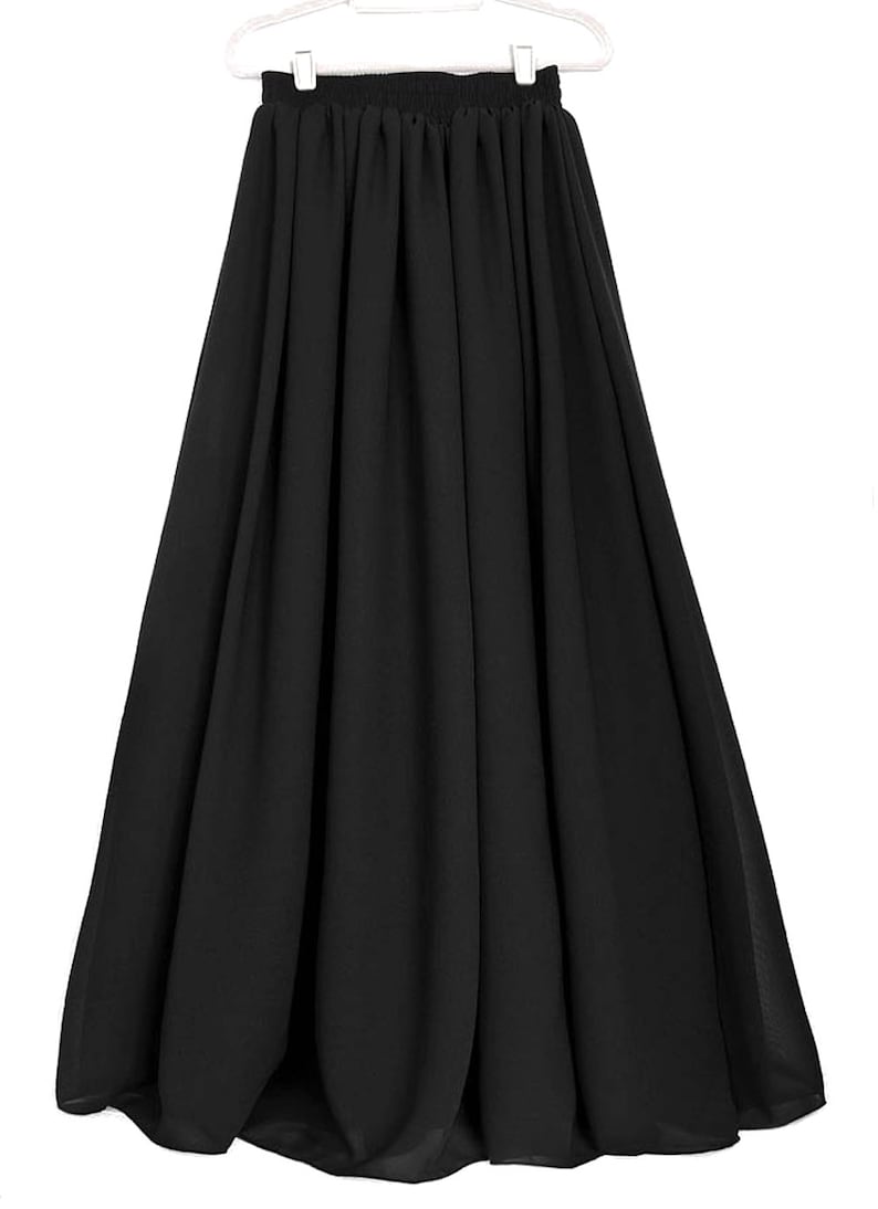 Chiffon Maxi Skirt for Women Lady Girl 2 Layer Full Long Skirt Retro ...