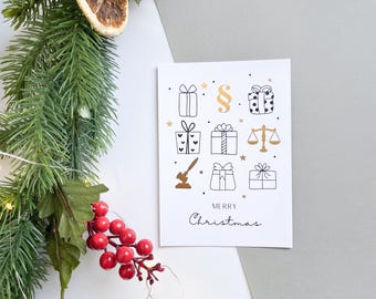 Christmas card – Christmas gifts with legal symbols, gift for jurists, lawyers, judges, legal scholars.