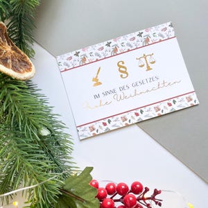Weihnachtskarte- mit juristischen Symbolen, Paragraph, Gerechtigkeitswaage, Geschenk für Juristen