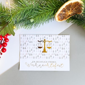 Weihnachtskarte- Rechtlich frohes Weihnachtsfest, Gerechtigkeitswaage, Geschenk für Juristen, Anwälte, Jurastudenten, Richter
