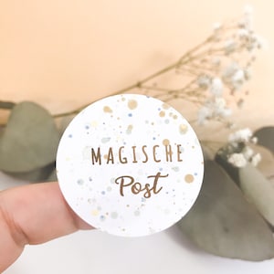 12 Handgefertigte Aufkleber-MIX, Magische Post, Glückspost, viel Freude, Pflanze, mit Goldveredelung
