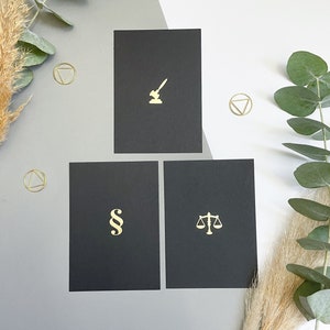 Postcard Black/Gold - Legal symbols, scales of justice, Pharagraph, for lawyers, law students, legal studies, law