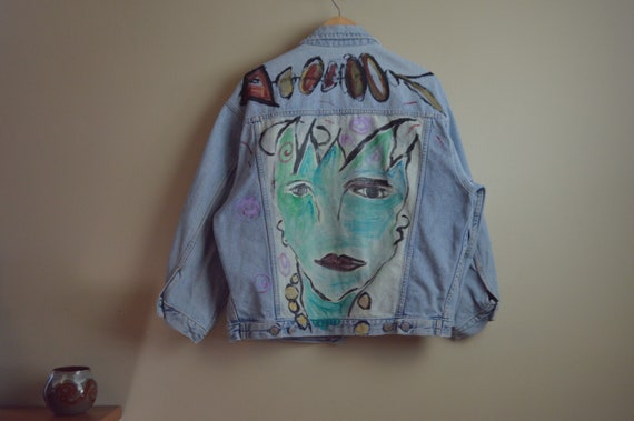 vtg hand painted denim jacket