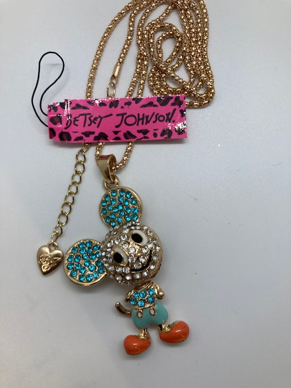 Betsey Johnson Mouse/cartoon Necklace/charm/keychain With Moveable