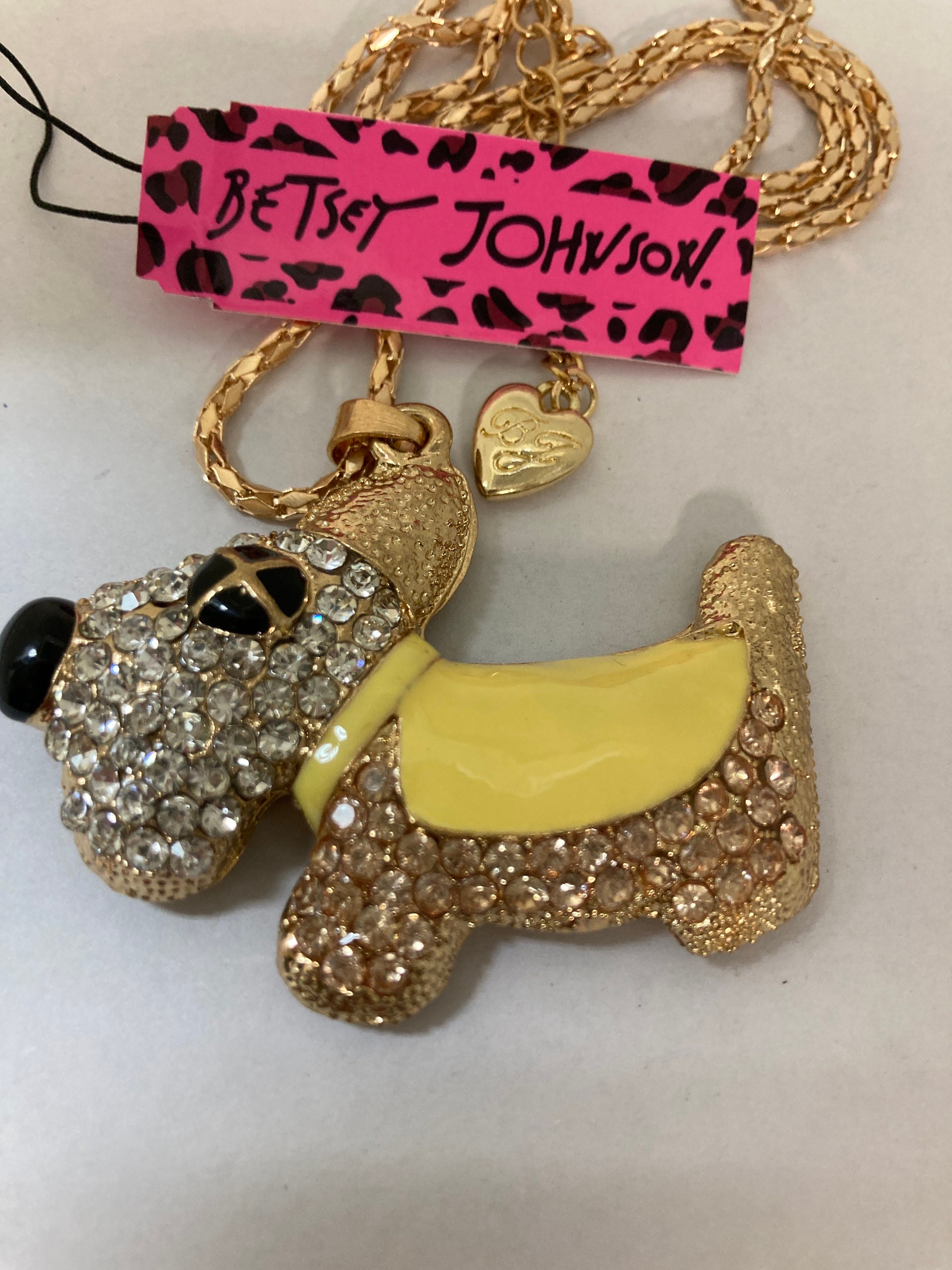 Collana Betsey Johnson A Scelta - Gatto, Cane, Cuore Con Strass E Perla - Foto 2