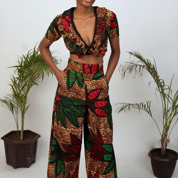 Ankara Top, Ankara Trouser, African Print Matching Set / African print crop top / ankara Christmas wear