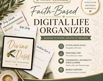 Christelijke digitale planner | Geloofsplanner | Bijbelstudie | Gebedsdagboek | GoodNotes-planner | Dagplanner in PDF-formaat | Digitale levensorganizer