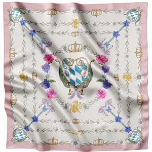 Silk Scarf - Bavarian Edelweiss - Classic Silk Scarf - Oktoberfest - Designed in Munich. Made in Italy
