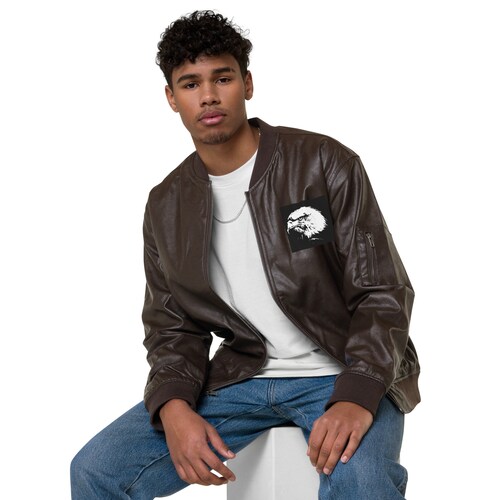 Mens shops Leather Bomber Jacket
