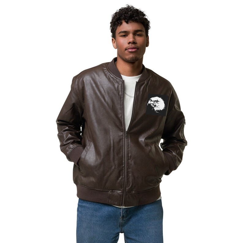 Mens shops Leather Bomber Jacket