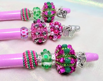 Boho Beaded Ballpoint Pen: Purple Blingy Pen with Ink Refill