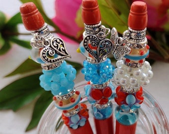 Floral Beaded Ballpoint Pen: Blingy Junk Journal Pen