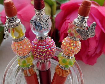 Handmade Glass Beaded Pen – Blingy Ballpoint, Junk Journal Pen