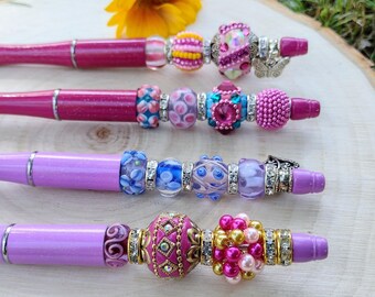 Beaded Ballpoint Pen: Boho Glass Bead, Junk Journal Pen