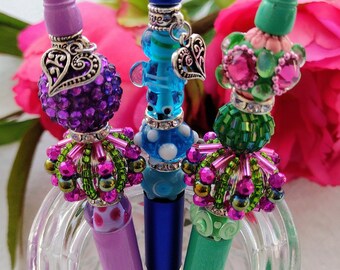 Boho Beaded Ballpoint Pen: Glass Bead Fancy Journaling Pen