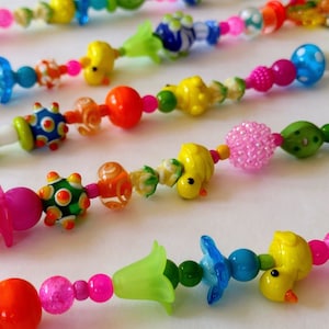 Colorful Beaded Purse Charm: Duck Zipper Pull, Lampwork Keychain