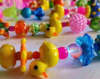 Duck Purse Charm – Colorful Glass Bead Zipper Pull, Keychain