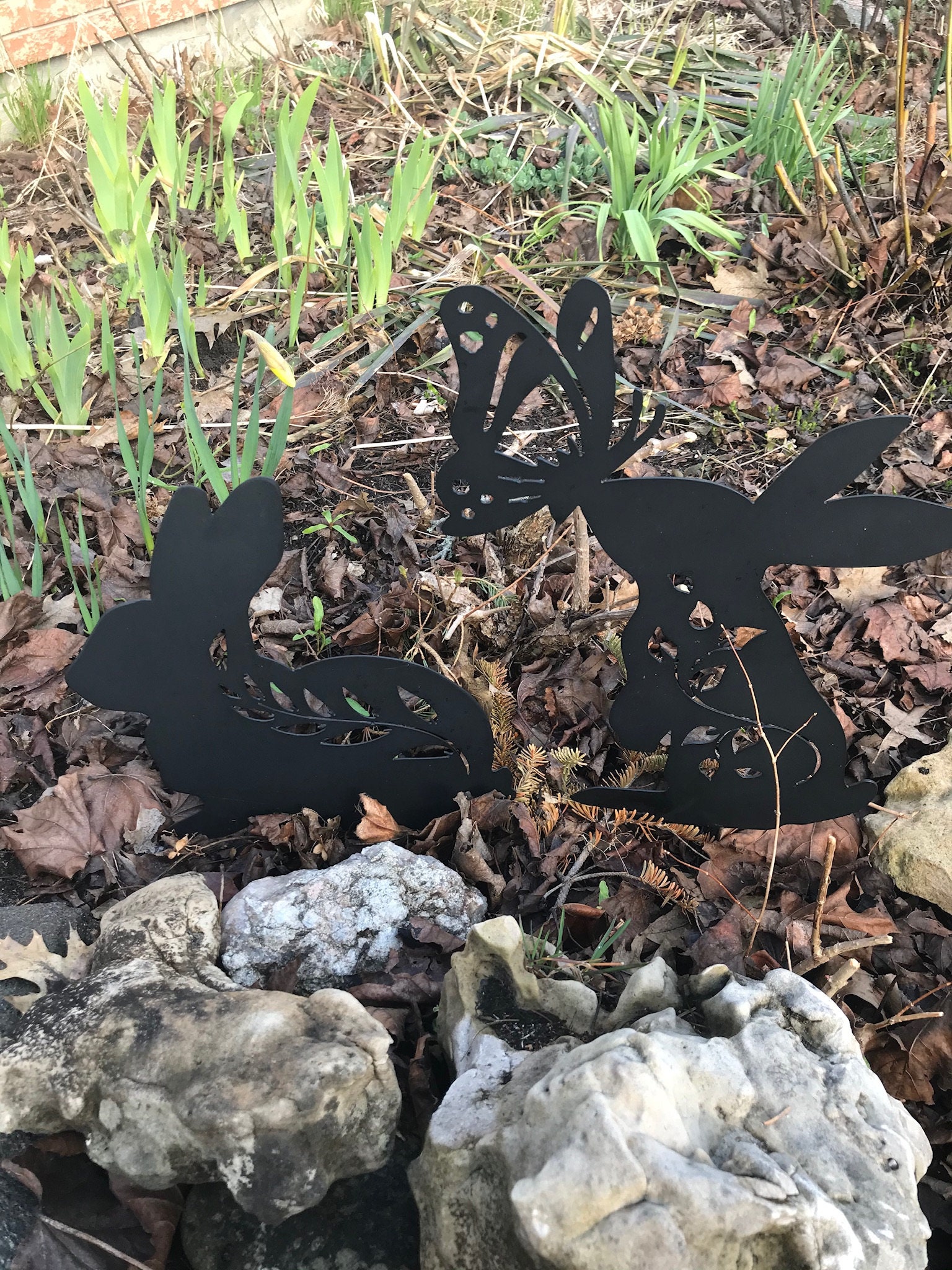 Garden Bunny, Bunny Garden Stake, Garden Art, Muskoka Garden Art - Etsy