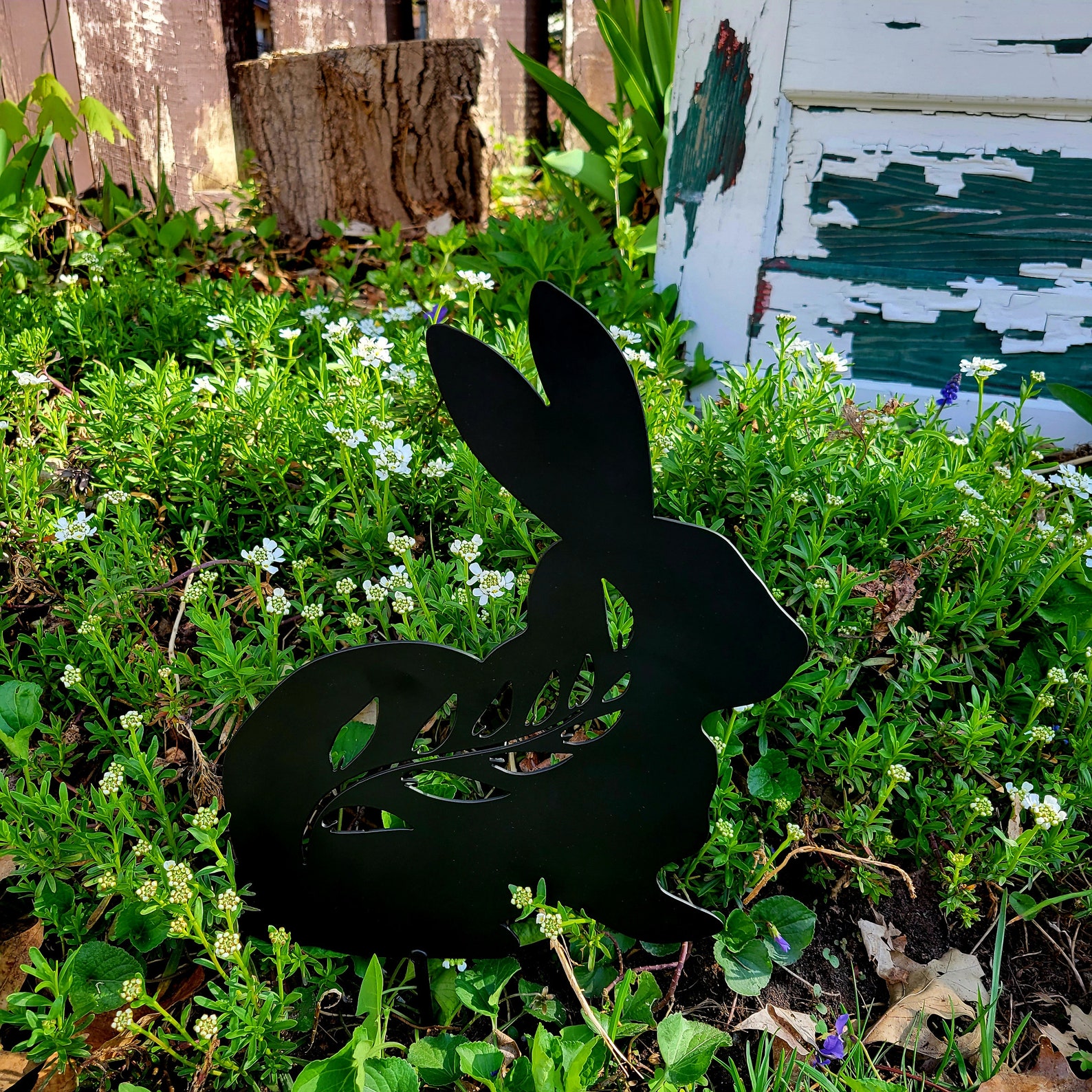 Garden Bunny, Bunny Garden Stake, Garden Art, Muskoka Garden Art - Etsy