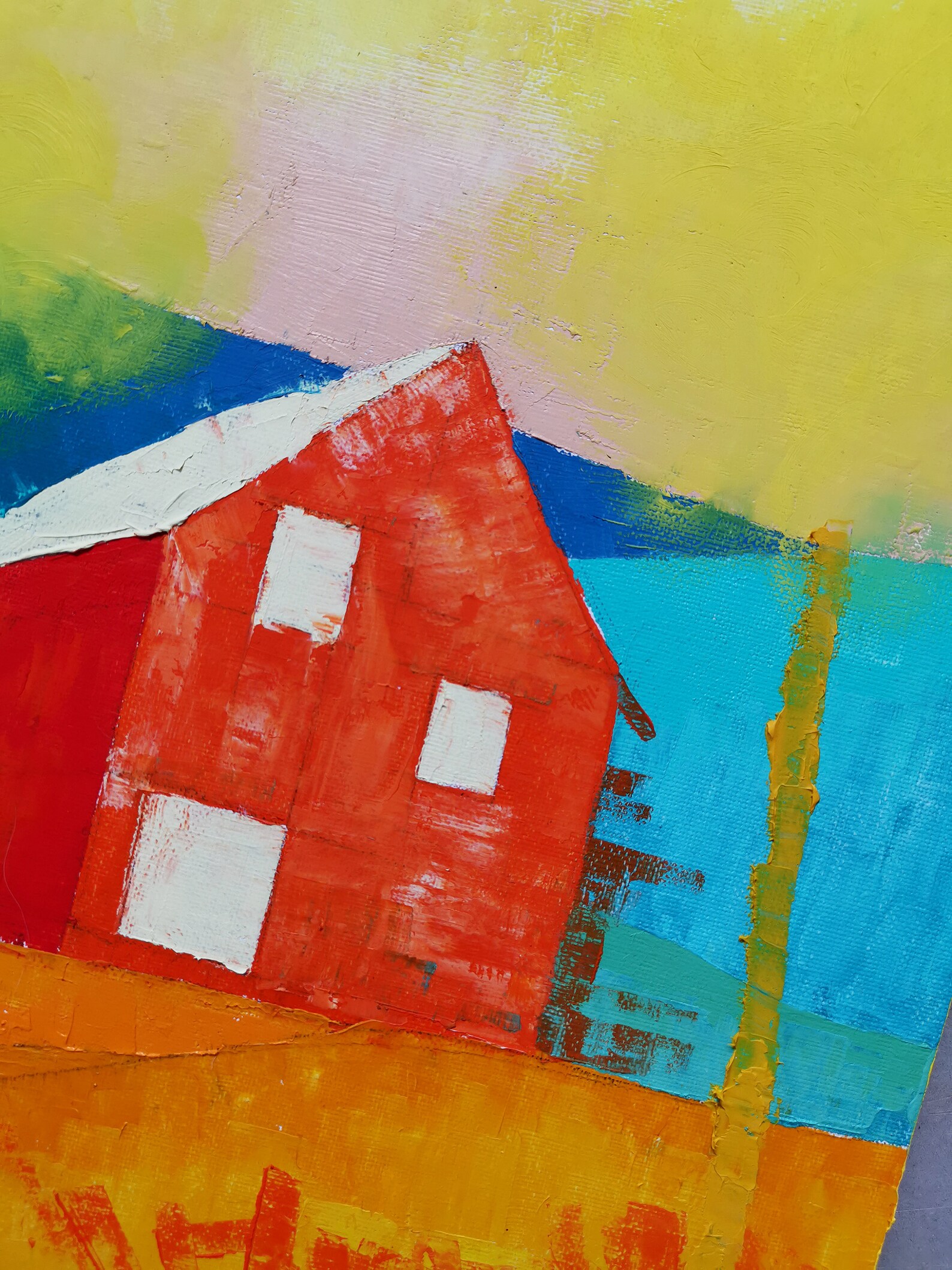 Abstract Landscape Original Painting Colorful House Modern Etsy