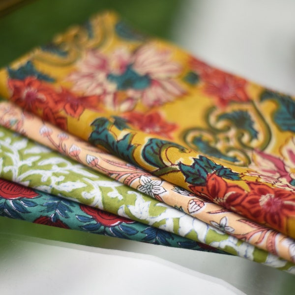 Block Print Cotton Napkins - Set of 4 Bohemian Table Decor