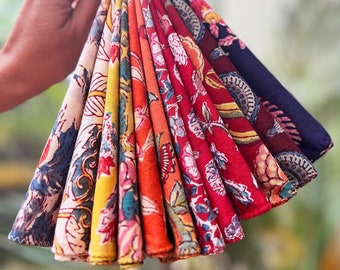 Block Print Cotton Napkins - Set of 12 - Hand Dyed Table Linens
