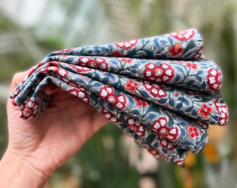 Set of 6 cloth napkins, in shades of gray. Boho table setting.