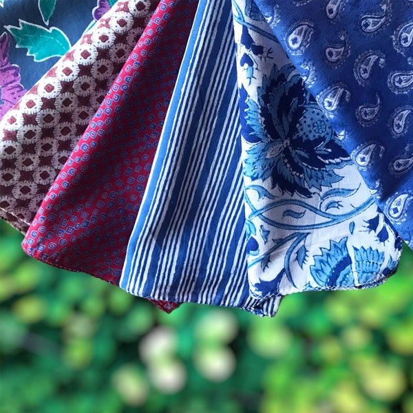 Set of 6 cloth napkins, mix of 6 different prints, boho table setting.