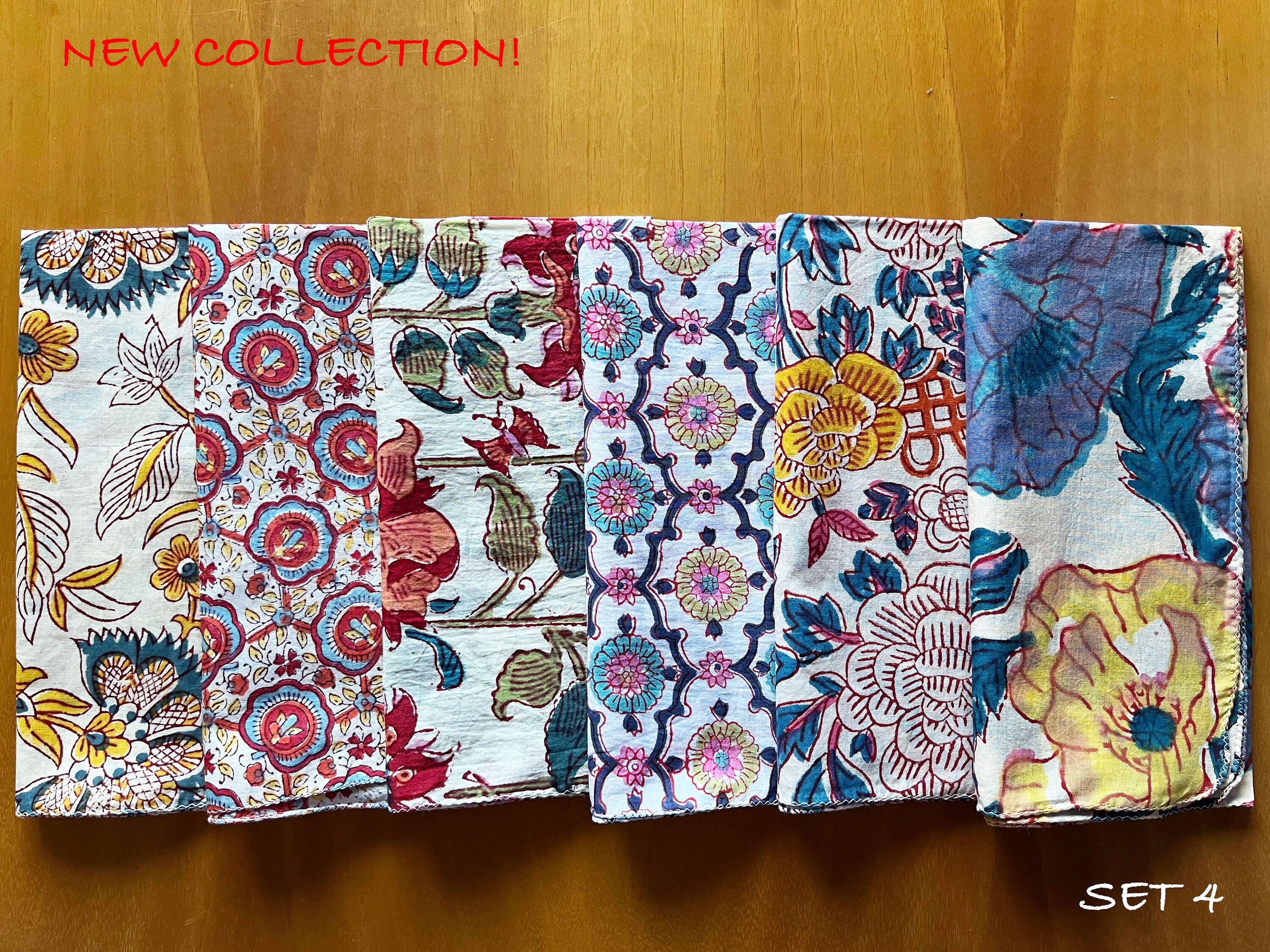 Cloth Napkins Set of 12 Cotton Kitchen & Table Linens Indian Hand Block  Print Ha