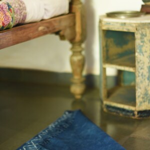 Handmade Long Indigo Rug, Block Printed Cotton. - Etsy