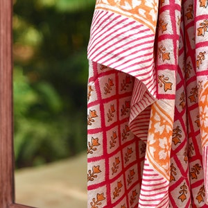 Pink sarong, beach towel made with soft block printed cotton. image 2