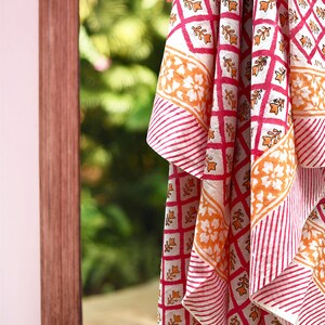 Pink sarong, beach towel made with soft block printed cotton. image 5