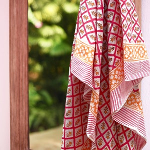 Pink sarong, beach towel made with soft block printed cotton. image 1