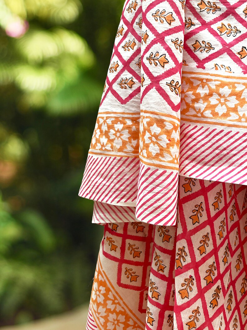 Pink sarong, beach towel made with soft block printed cotton. image 9