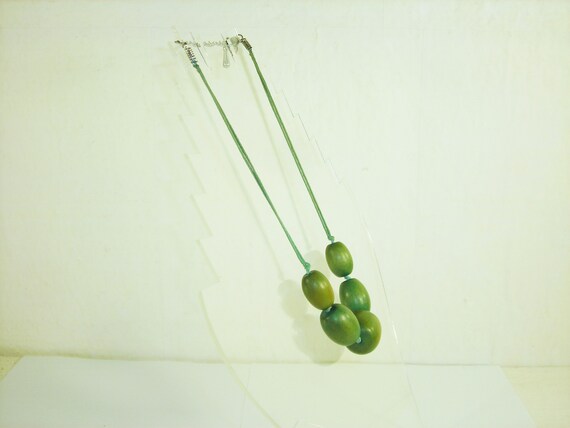 Vintage Choker Green Wooden Beads Mark Spenser 19… - image 4