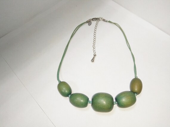 Vintage Choker Green Wooden Beads Mark Spenser 19… - image 10