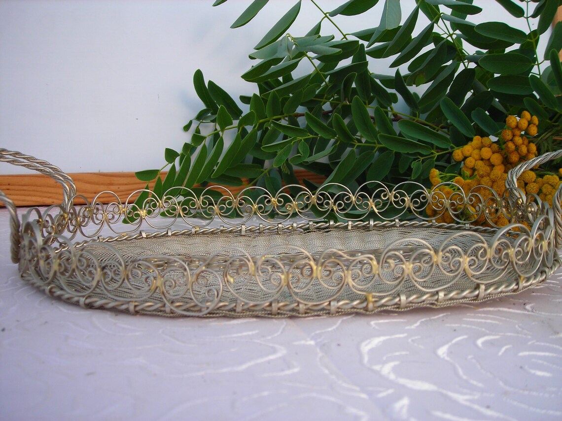 Vintage Basket Oval Filigree Russian Basket made in USSR Etsy