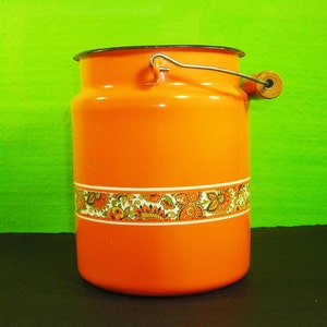 Vintage Red Enamel Milk Can Ukrainian  Watering Can Farmhouse Decor