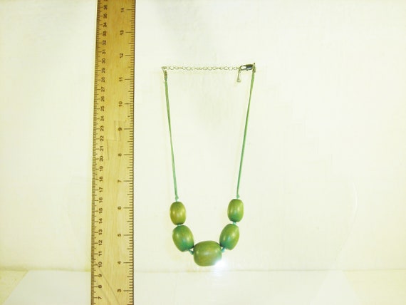 Vintage Choker Green Wooden Beads Mark Spenser 19… - image 6