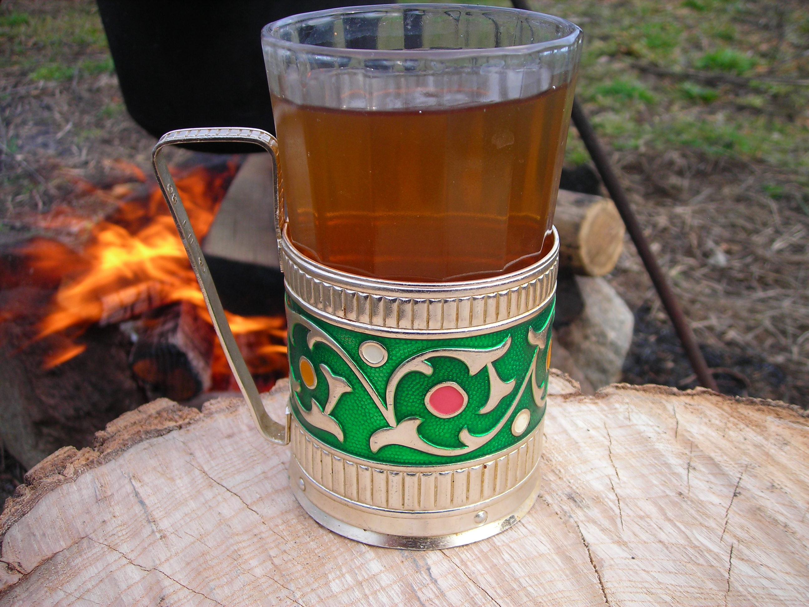 Vintage soviet glass holder Liana Green color Tea glass holder Etsy