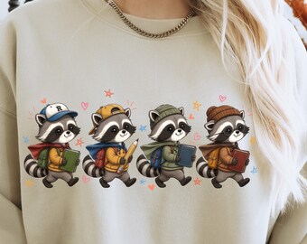 Back to school Png ,Teach love inspire , trendy Raccoon ,School supplies (Digital Download)