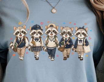 Back to school Png ,Frist Day Raccoon ,Teacher School supplies (Digital Download)