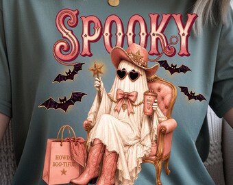Spooky Cow girl Ghost Halloween PNG, Fall Season vibe, Howdy Boo-tiful ,Western Cowboy  (Digital Download)