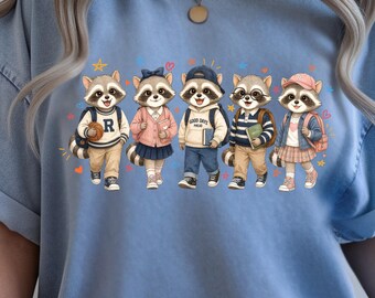 Trendy Raccoon Teacher PNG, Back to School Supplies (Digital Download)